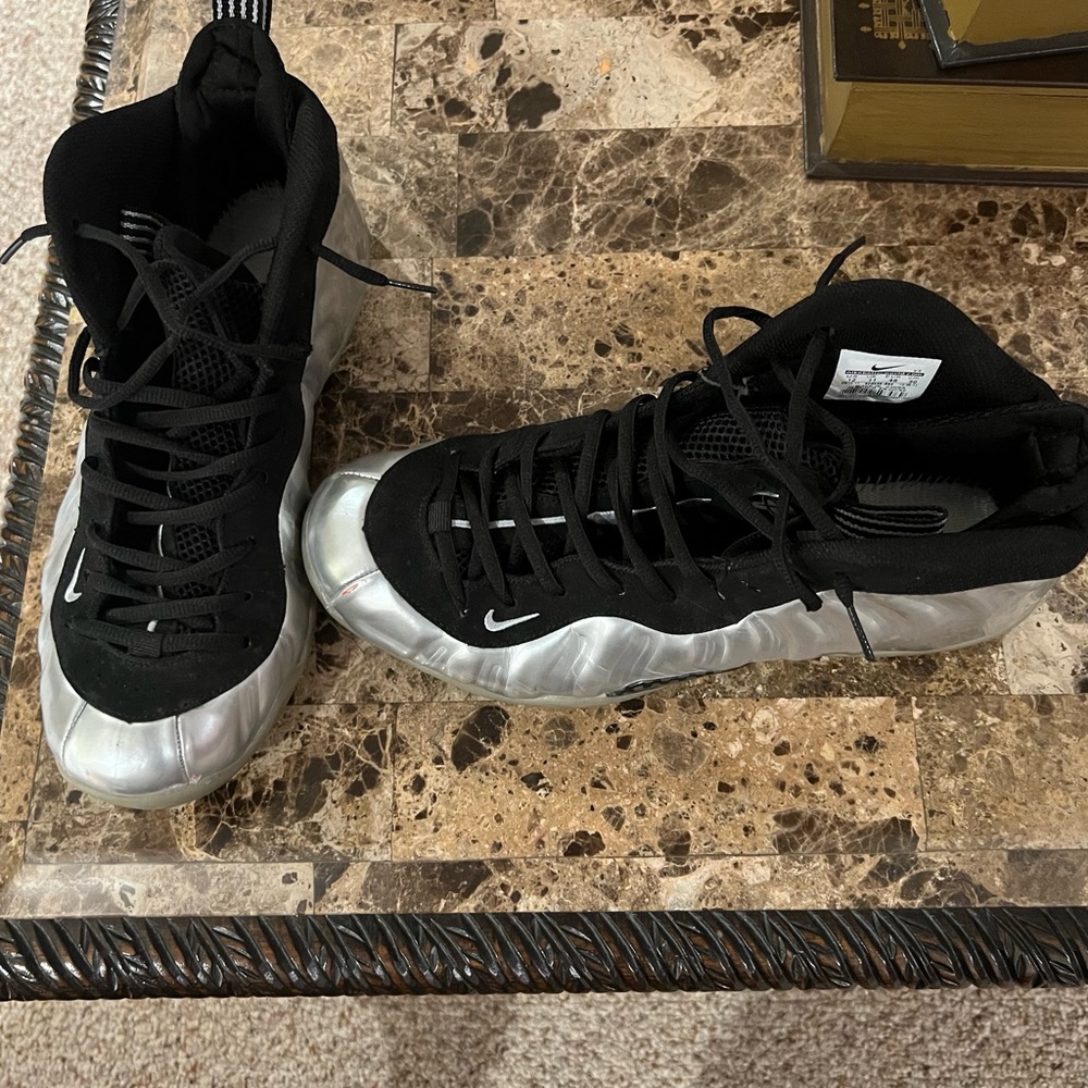 Nike Black and Silver Foamposite Shoes